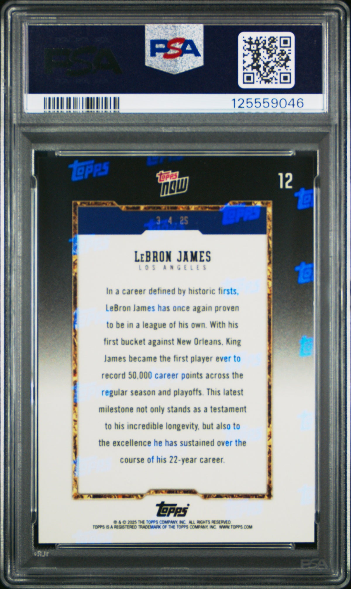 2024 Topps Now Lebron James 9 PSA #12