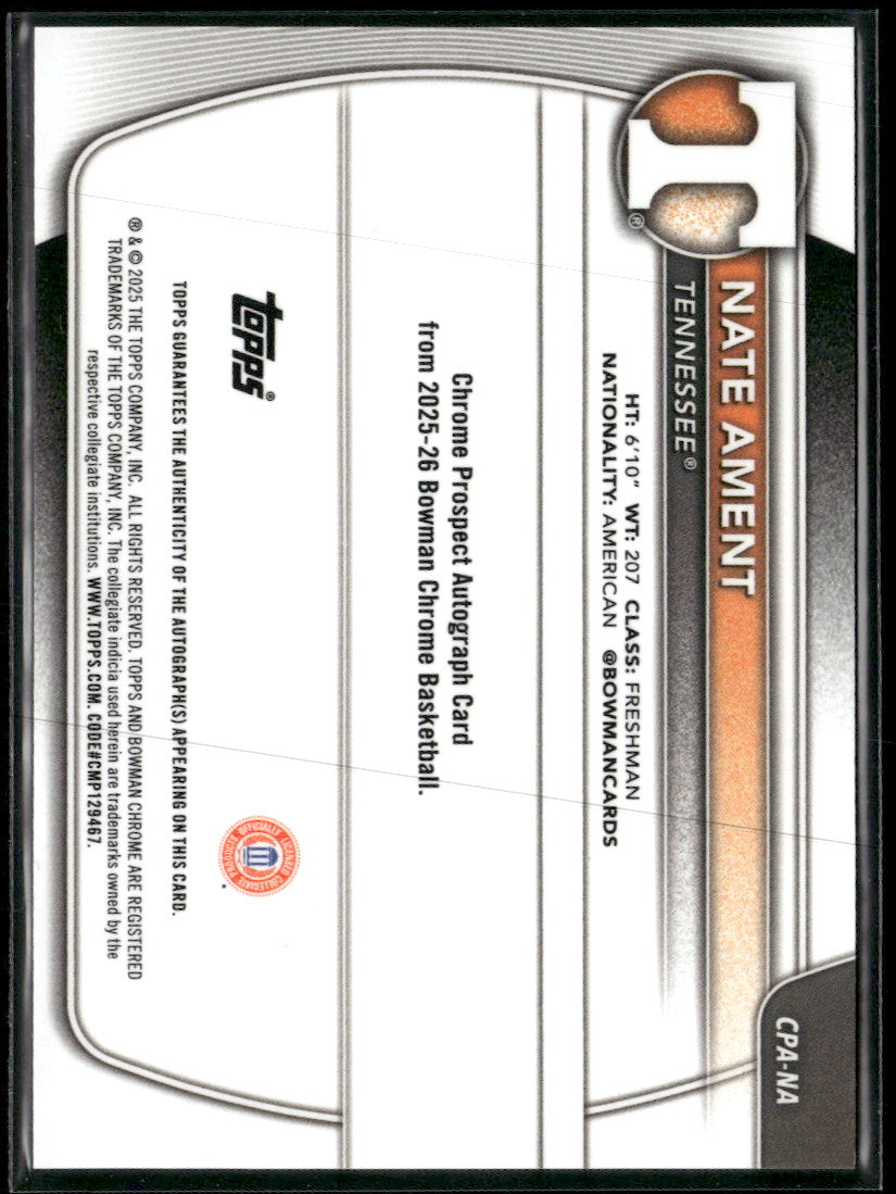 2025-26 Bowman Chrome Prospect Green Mojo #/99 Nate Ament Auto #CPA-NA