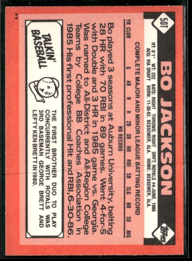 2001 Topps Traded & Rookies Bo Jackson #T119