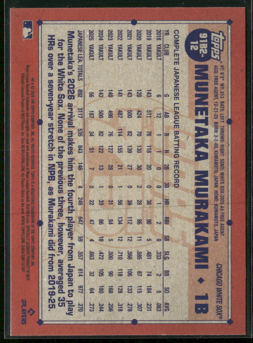 2026 Topps 1991 Topps Baseball Crackle Foil Munetaka Murakami #91B2-12