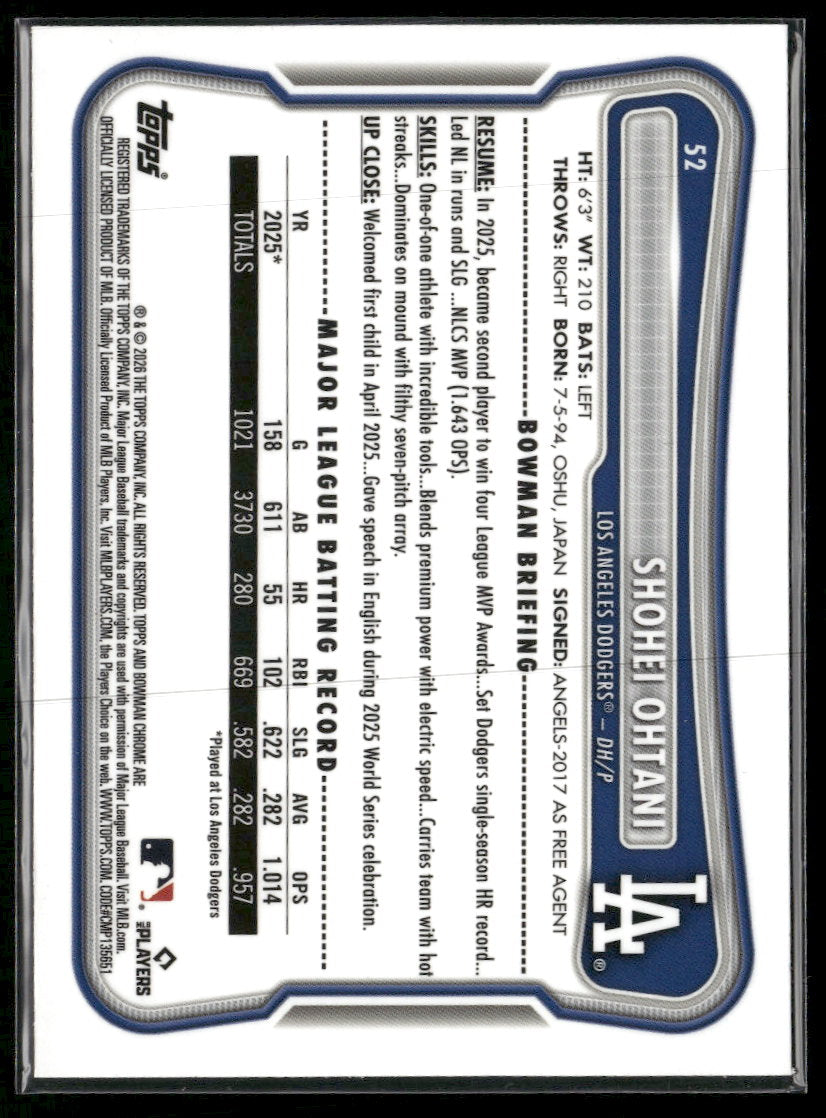 2026 Bowman Chrome Mojo Fuchsia Refractors Shohei Ohtani #/299 #52