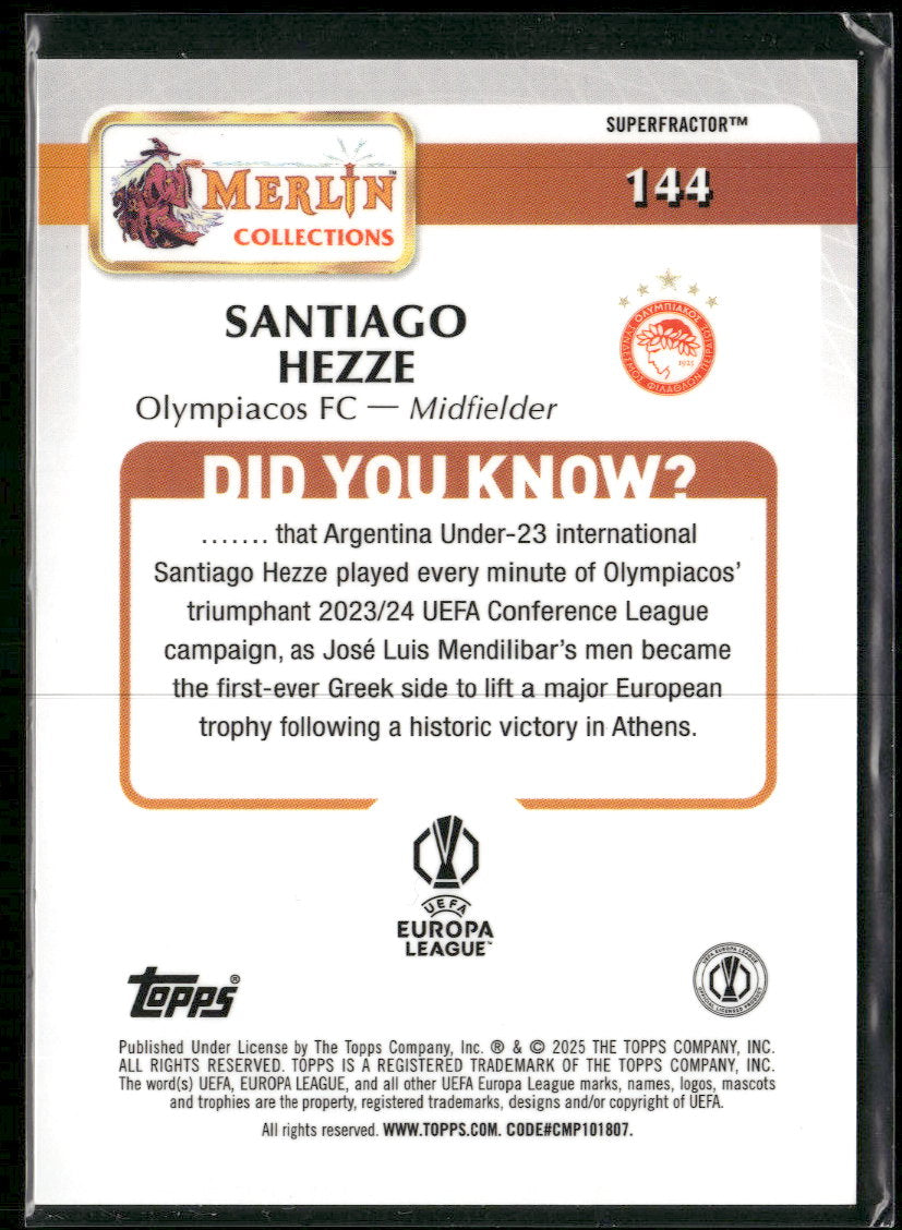 2024-25 Merlin UEFA Club Competitions SuperFractor Santiago Hezze #/1 #144