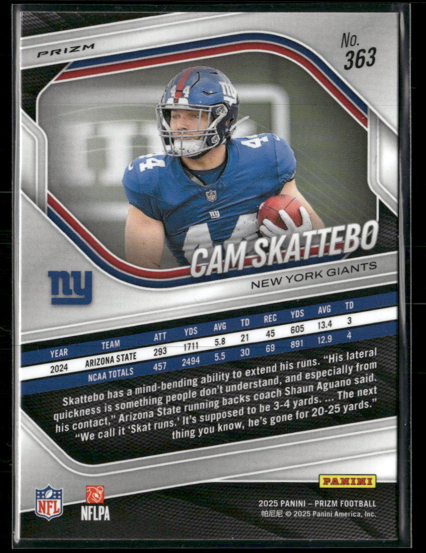 2025 Panini Prizm White Disco Cam Skattebo #363