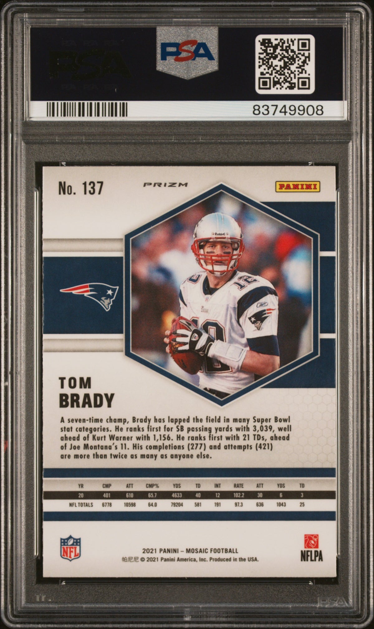 2021 Panini Mosaic Green Mosaic Tom Brady 10 PSA #137