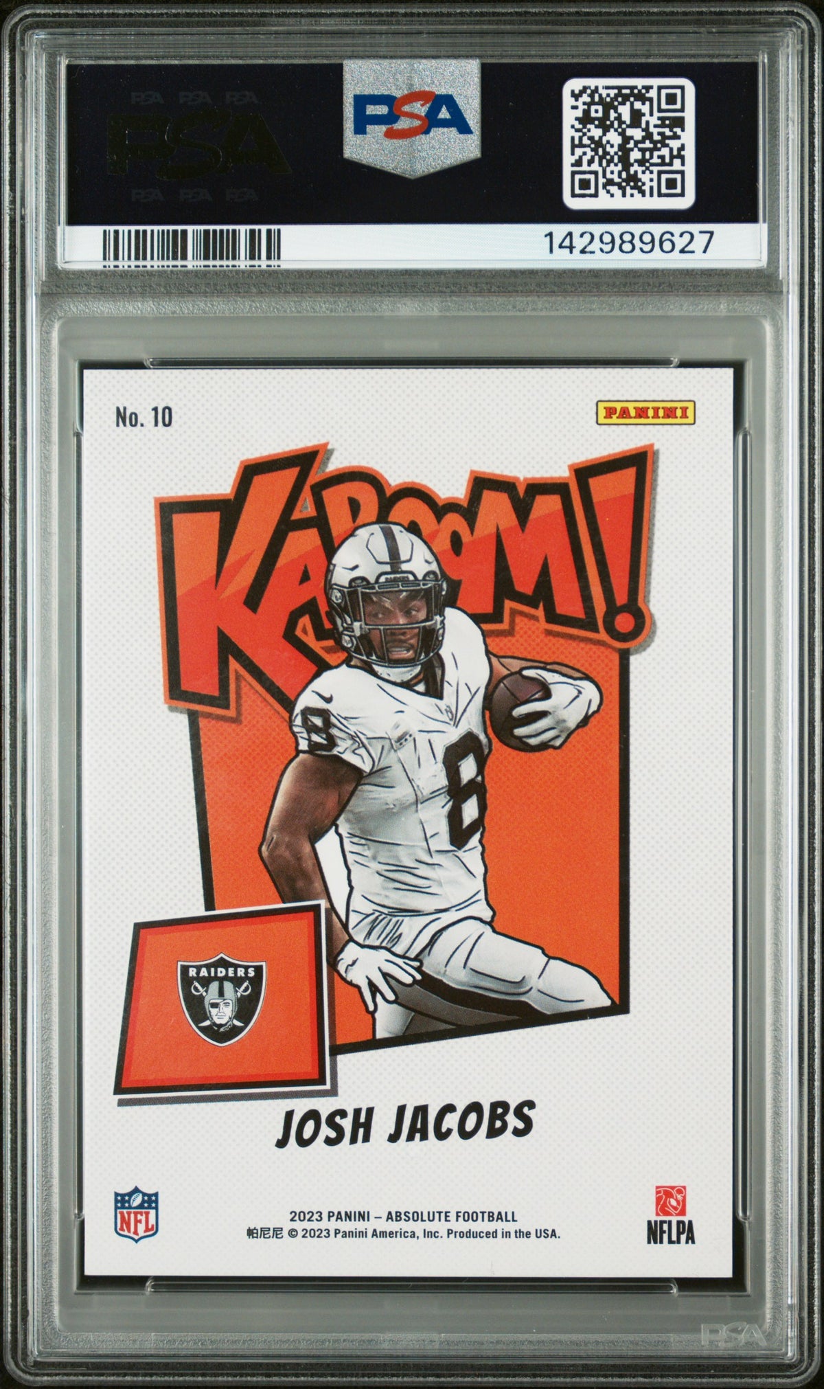 2023 Panini Absolute Kaboom! Horizontal Josh Jacobs 10 PSA #10