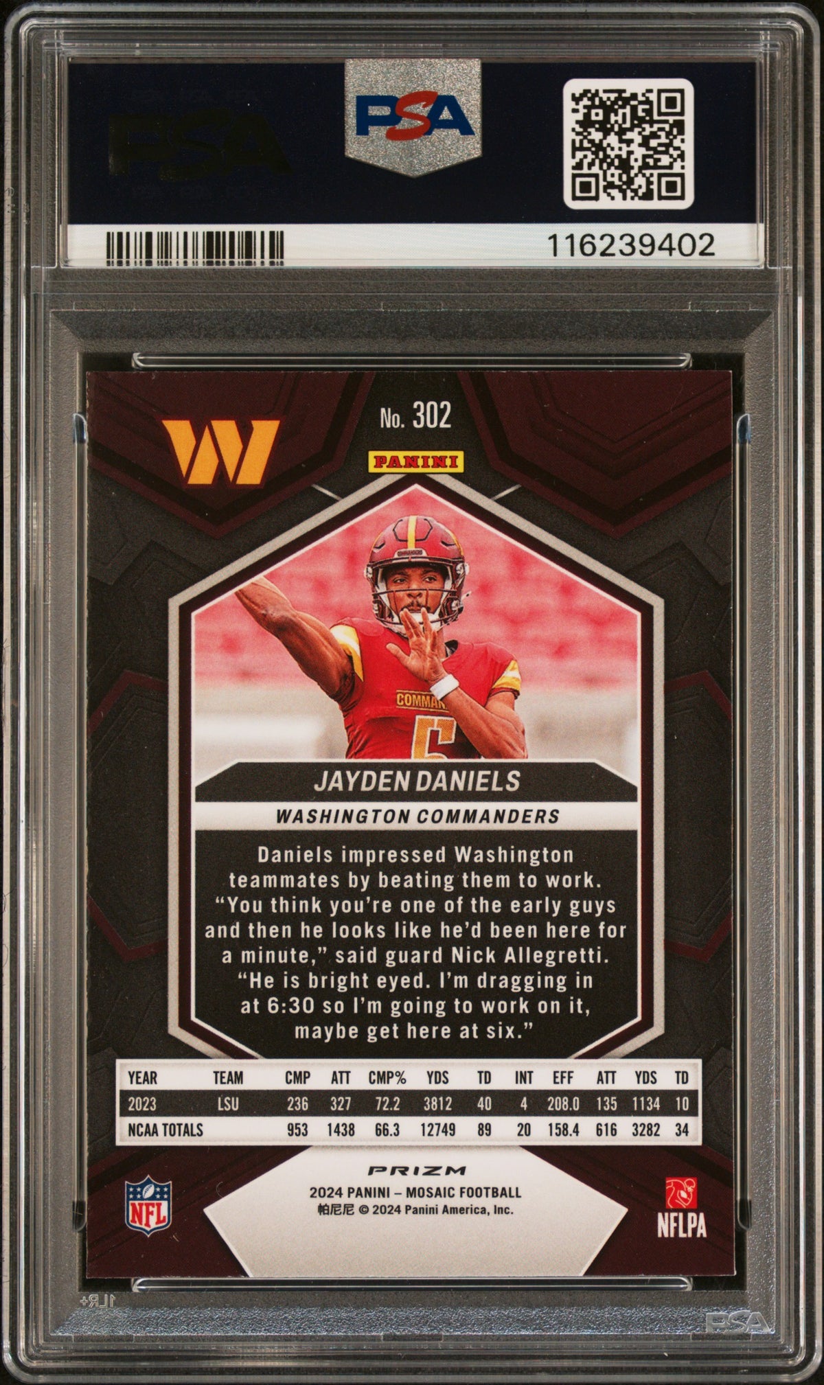 2024 Panini Mosaic Mosaic Jayden Daniels 8 PSA #302
