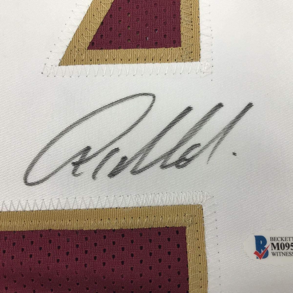 Framed Autographed/Signed Anquan Boldin 35x39 Florida State FSU Maroon College Football Jersey JSA COA