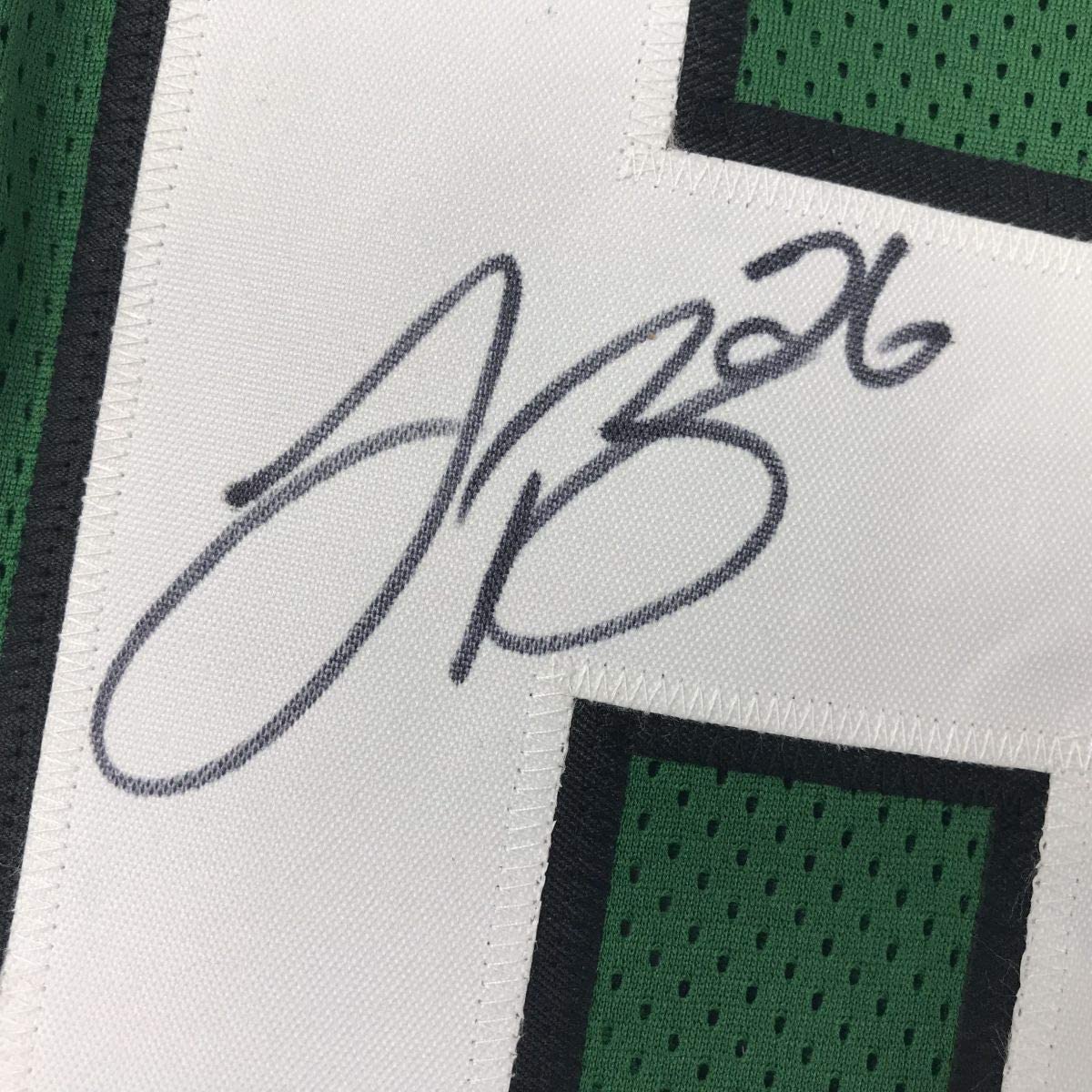 Framed Autographed/Signed Le'Veon LeVeon Bell 35x39 New York Green Football Jersey PSA/DNA COA #2