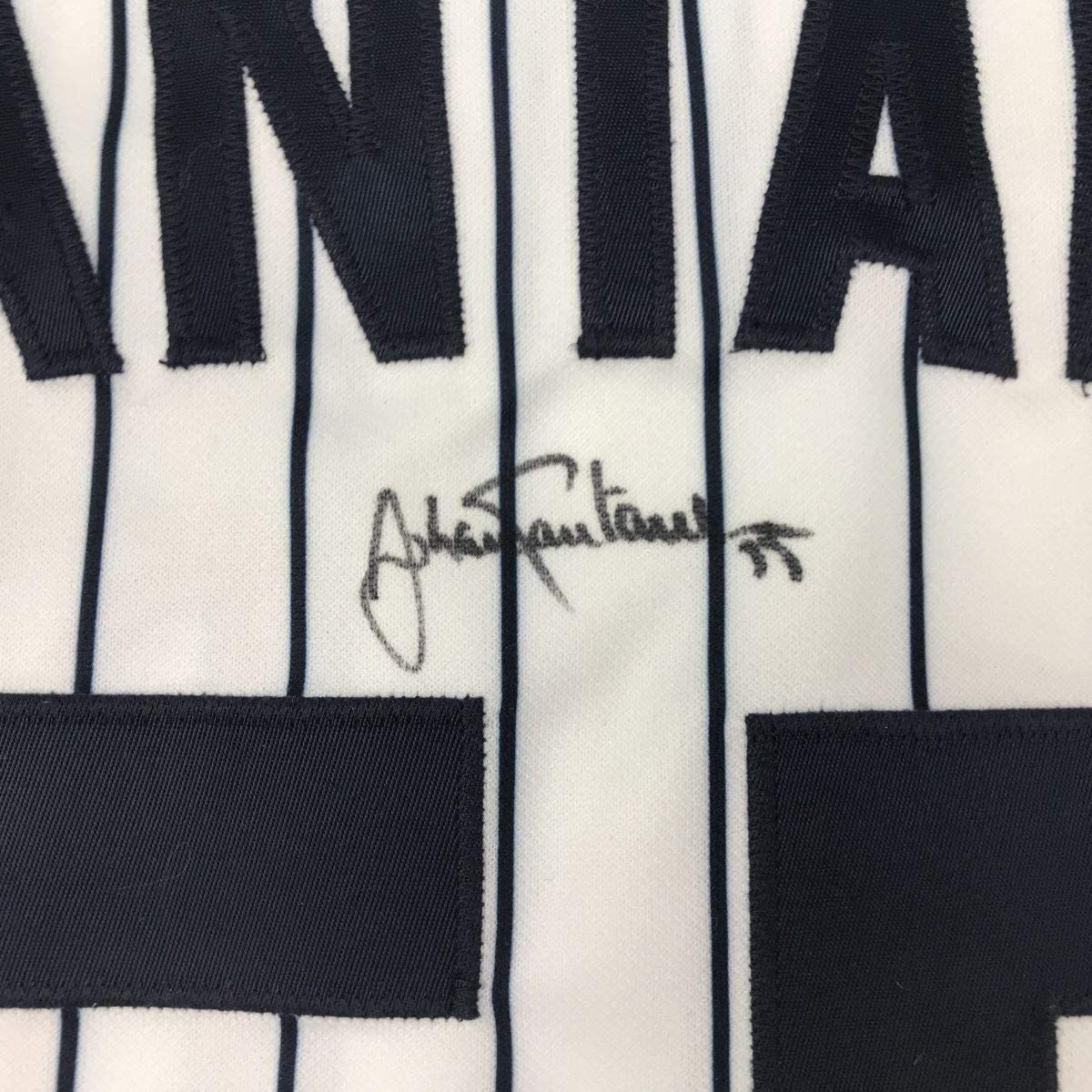 Framed Autographed/Signed Johan Santana 35x39 Minnesota Pinstripe Baseball Jersey Beckett BAS COA