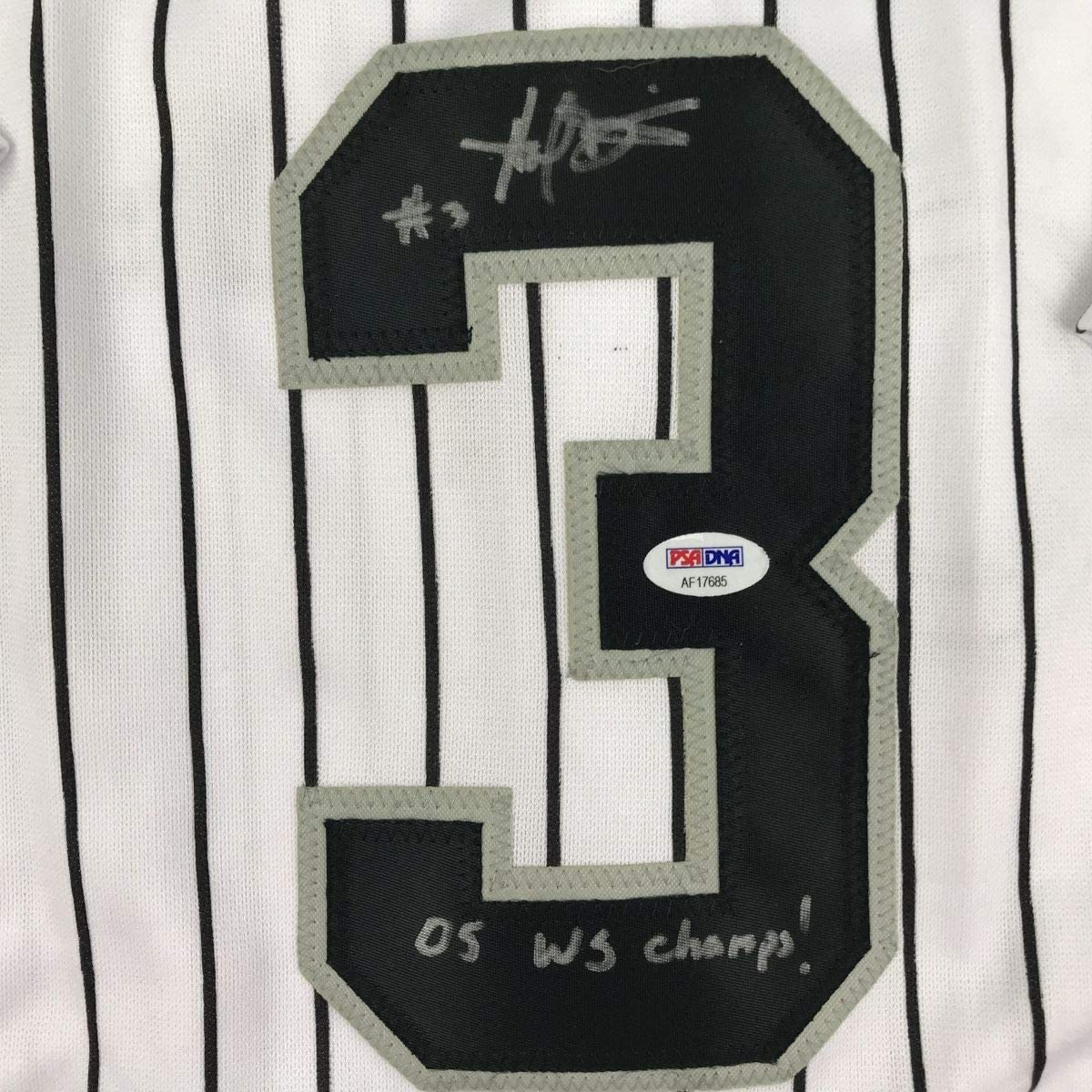 Framed Autographed/Signed Harold Baines 05 WS Champs 35x39 Chicago Pinstripe Baseball Jersey PSA/DNA COA