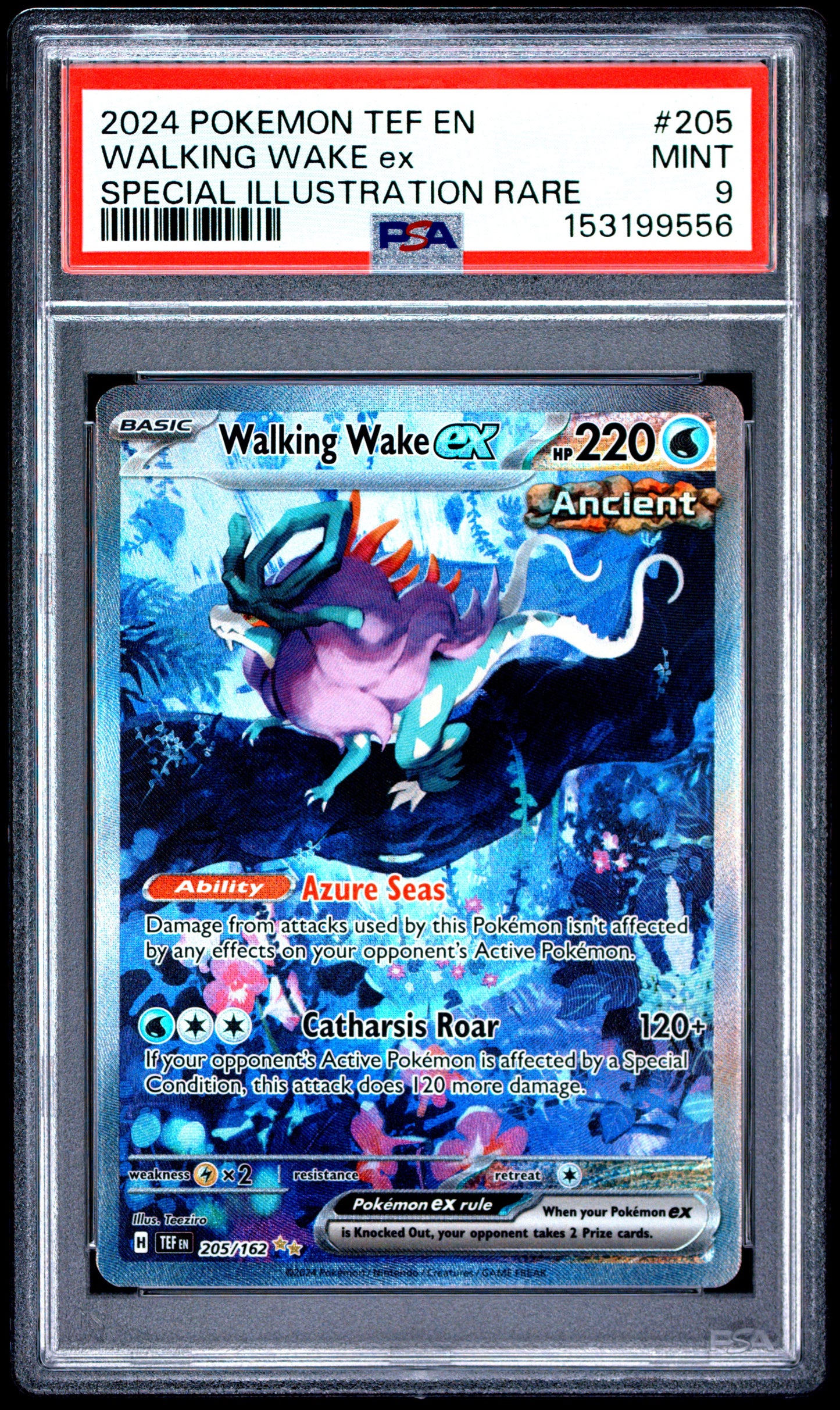2024 Pokemon Temporal Forces Special Illustration Walking Wake Ex 9 PSA #205