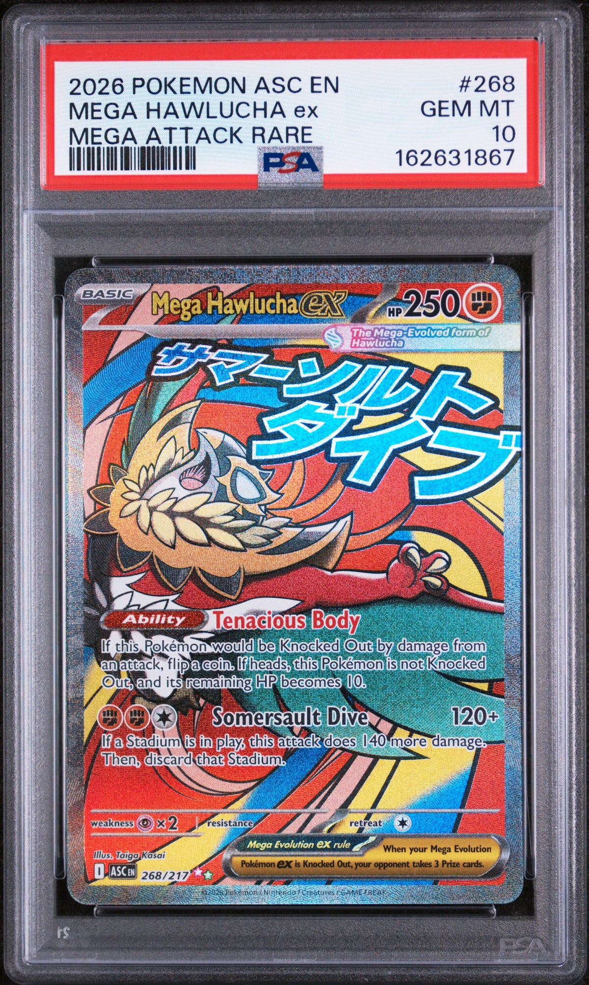 2026 Pokemon Ascended Heroes Mega Attack Rare Mega Hawlucha Ex 10 PSA #268