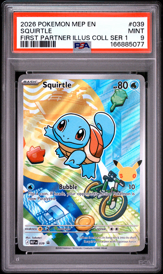 2026 Pokemon Black Star Promo First Partner Illus Coll Ser 1 Squirtle 9 PSA #039