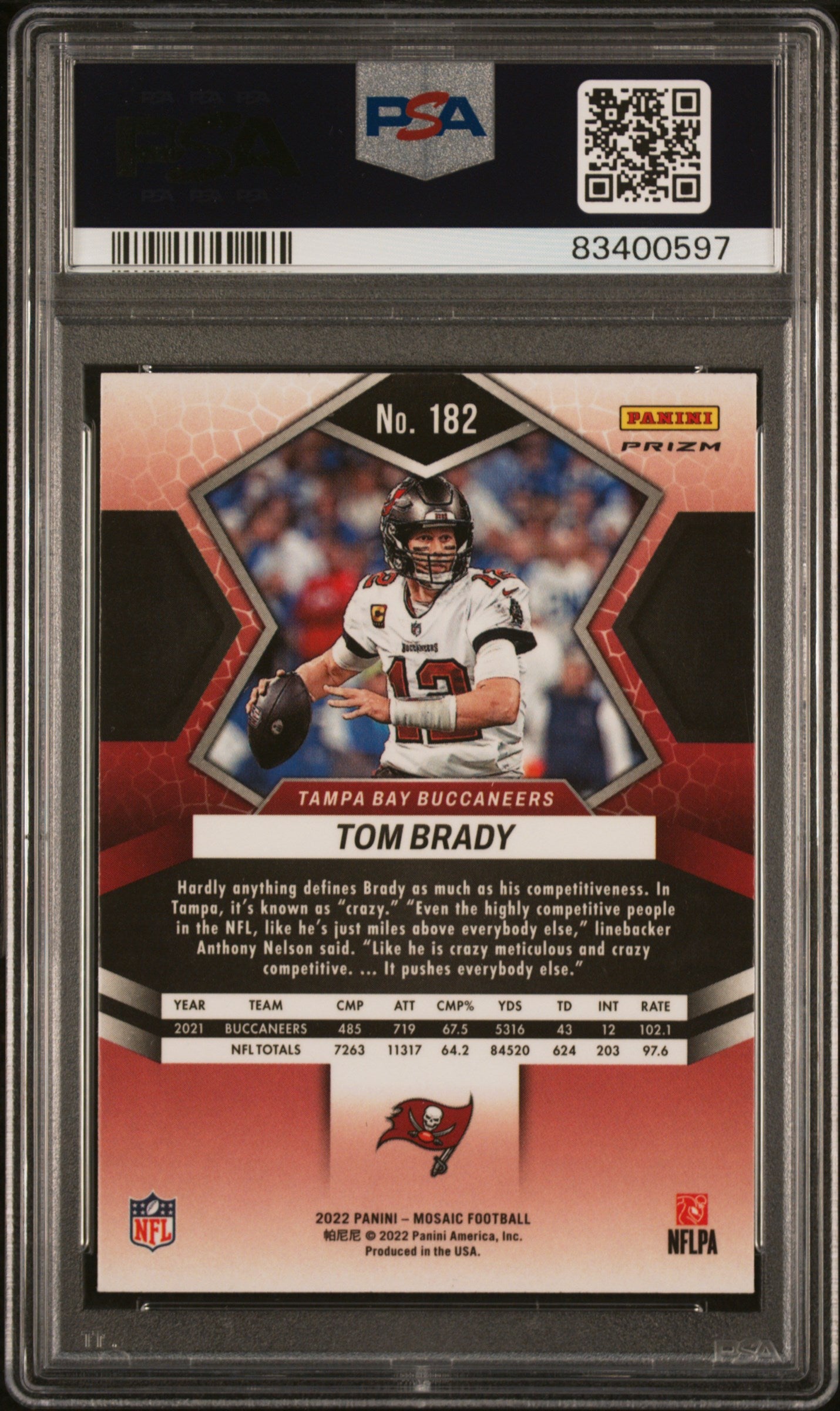 2022 Panini Mosaic Genesis Tom Brady 10 PSA #182