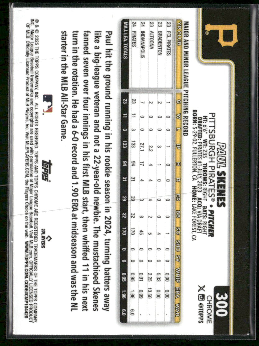 2025 Topps Chrome RayWave Refractors Paul Skenes #300