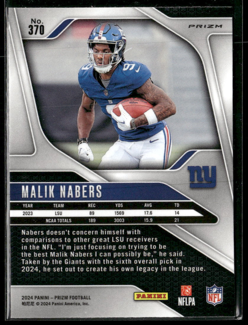 2024 Panini Prizm Pink Malik Nabers RC #370
