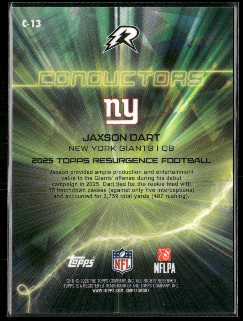 2025 Topps Resurgence Conductors Gold Power Surge Refractor Jaxson Dart /50