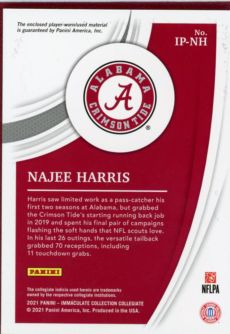 2021 Panini Immaculate Conference Logo Najee Harris #/1 #IP-NH