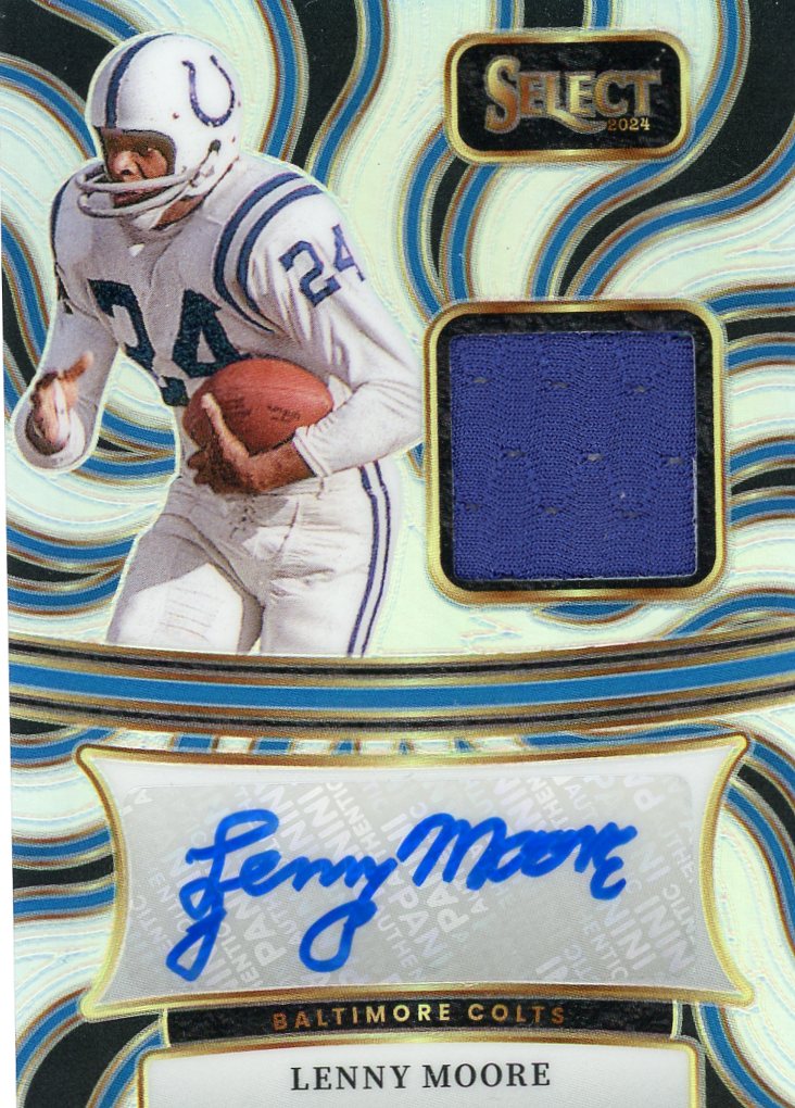 2024 Panini Select Signature Memorabilia Prizm Lenny Moore #/199 AU #SM-LME
