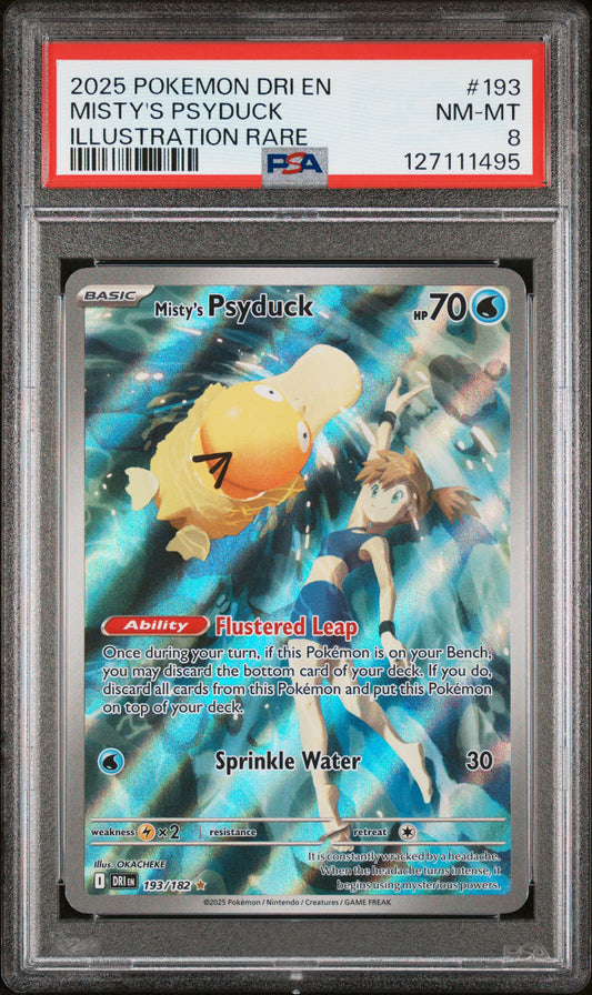 2025 Pokemon Dri En-Destined Rivals Illustration Rare Misty'S Psyduck 8 PSA #193