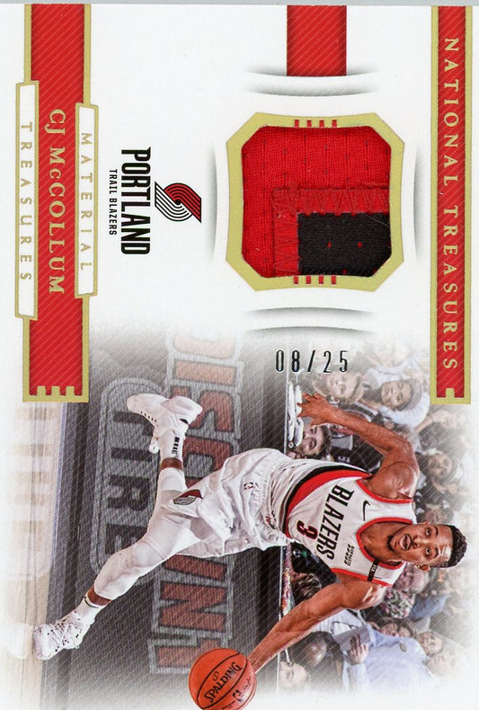 2018-19 Panini National Treasures Material Prime CJ McCollum #/25 #MAT-CM