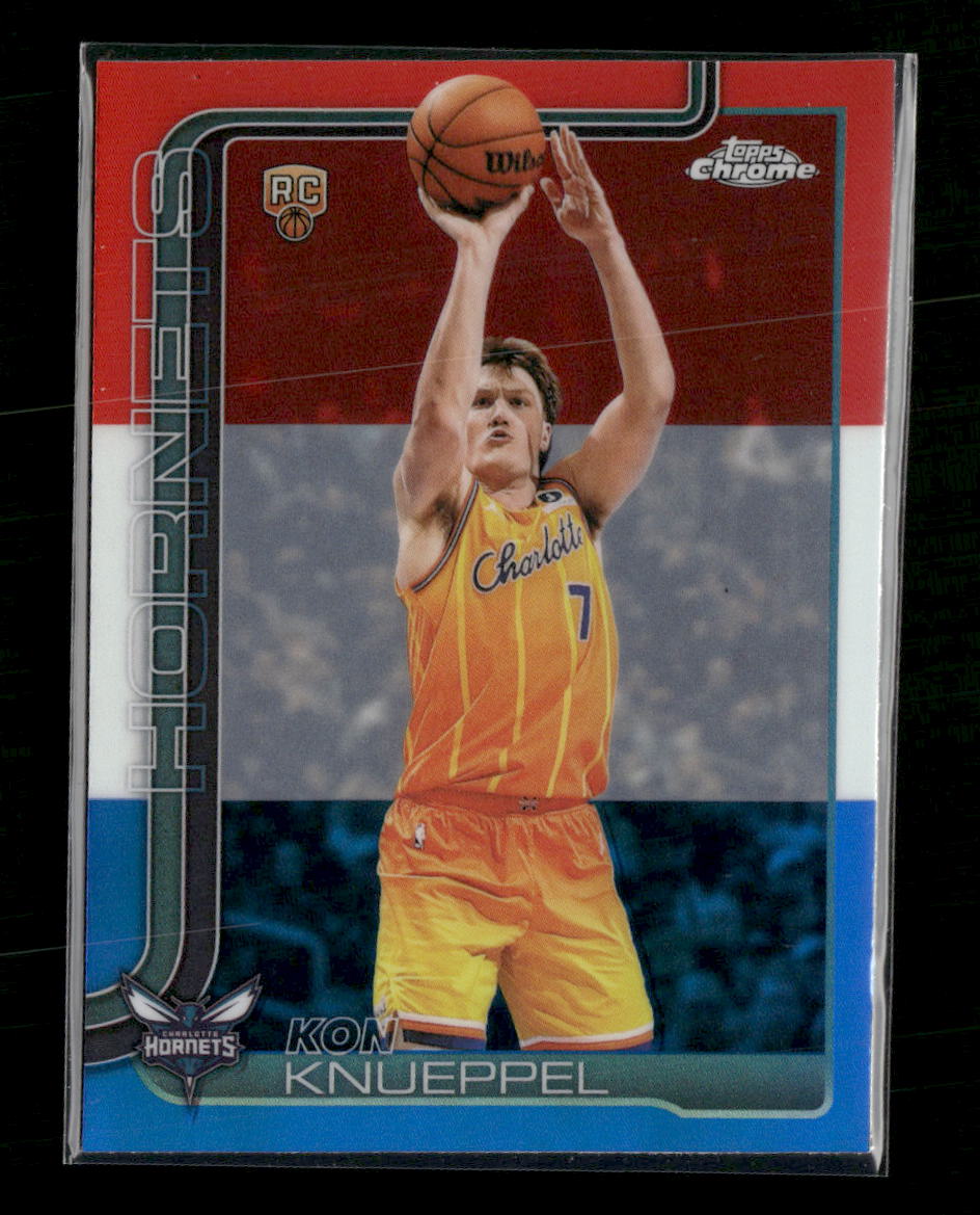 2025-26 Topps Chrome Update Red White and Blue Refractor Kon Knueppel RC #154
