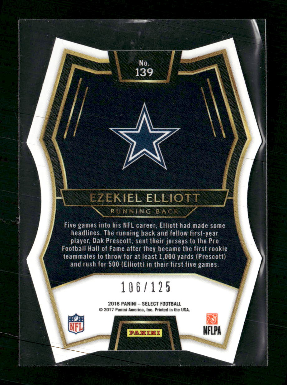 2016 Panini Select Light Blue Die Cut Prizm Ezekiel Elliott RC #/125 #139