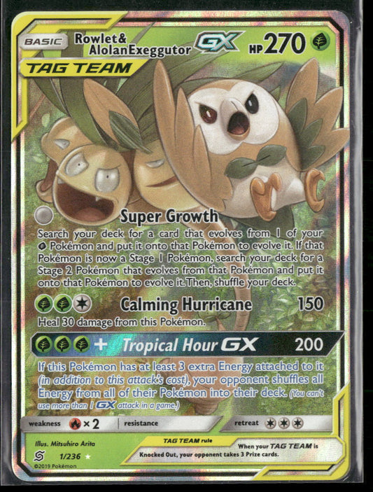 SM - Unified Minds Rowlet & Alolan Exeggutor GX #1/236