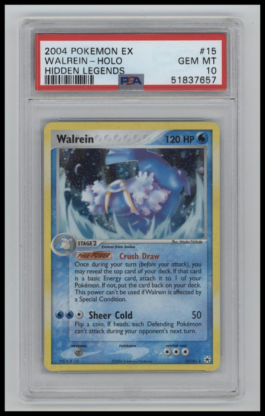 2004 Pokemon Ex Hidden Legends Hidden Legends Walrein-Holo 10 PSA #15