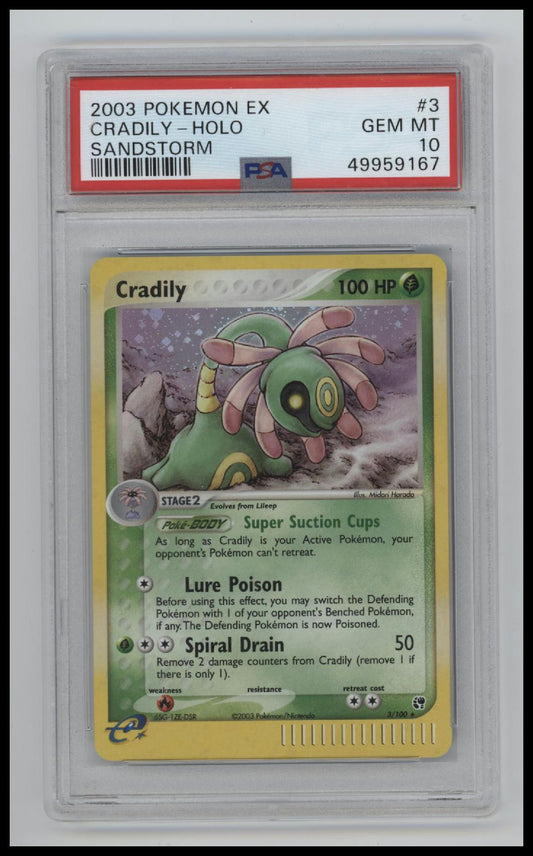 2003 Pokemon Ex Sandstorm Sandstorm Cradily-Holo 10 PSA #3
