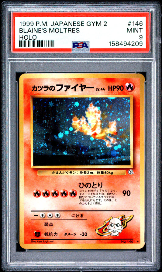 1999 Pokemon Japanese Gym 2 Holo Blaine'S Moltres 9 PSA #146
