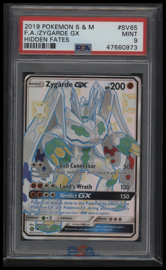 2019 Pokemon Sun & Moon Hidden Fates Hidden Fates Fa/Zygarde Gx 9 PSA #SV65