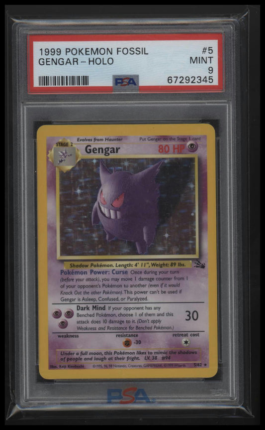 1999 Pokemon Fossil Gengar-Holo 9 PSA #5
