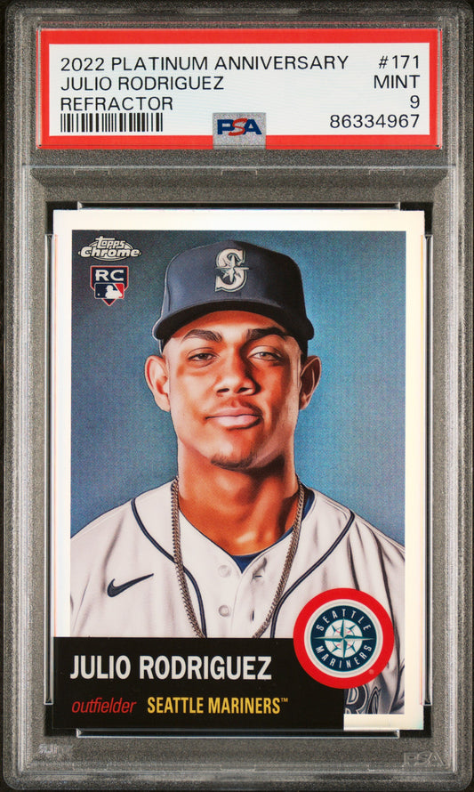 2022 Topps Chrome Platinum Anniversary Refractor Julio Rodriguez 9 PSA #171