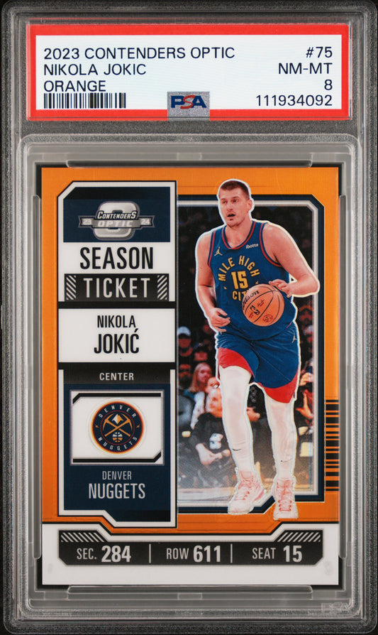 2023 Panini Contenders Optic Orange Nikola Jokic 8 PSA #75