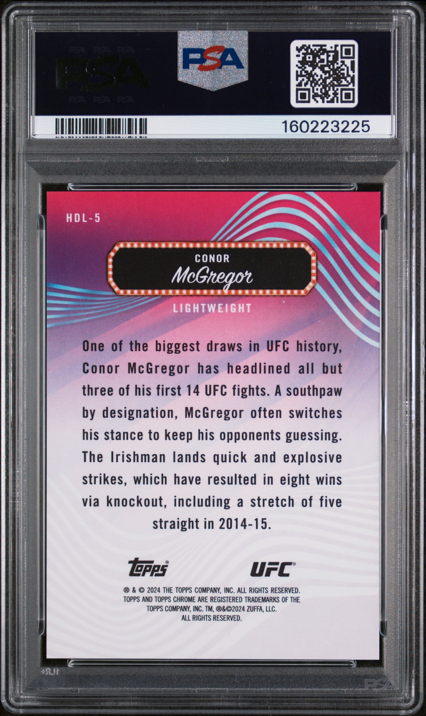 2024 Topps Finest Ufc Headliners Red Shimmer Conor Mcgregor 10 PSA #HDL5
