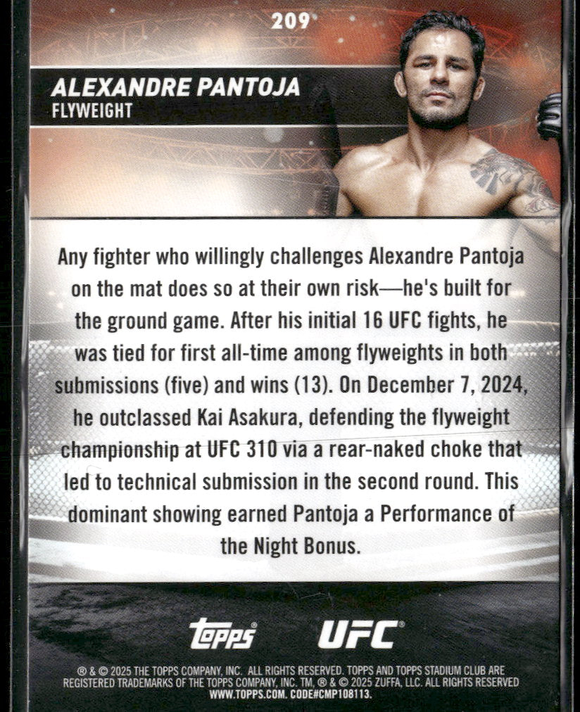 2025 Stadium Club UFC (Image Variation) Alexandre Pantoja #209
