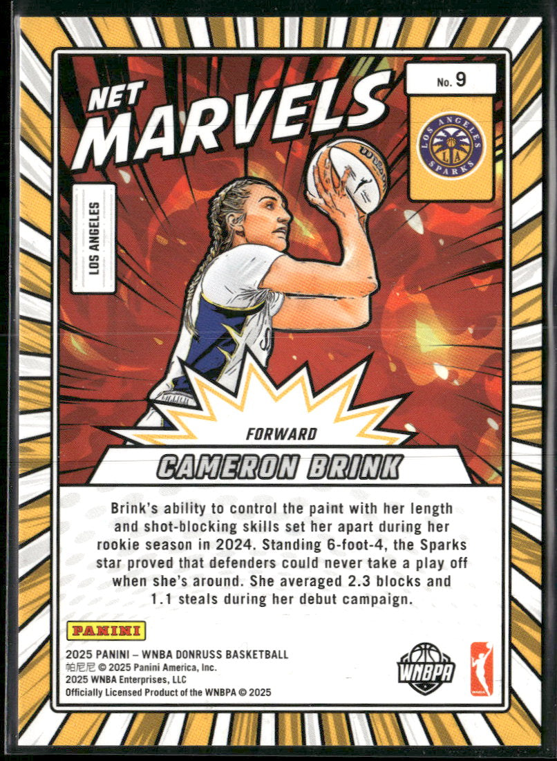2025 Donruss WNBA Net Marvels Purple Laser #/49 Cameron Brink #9