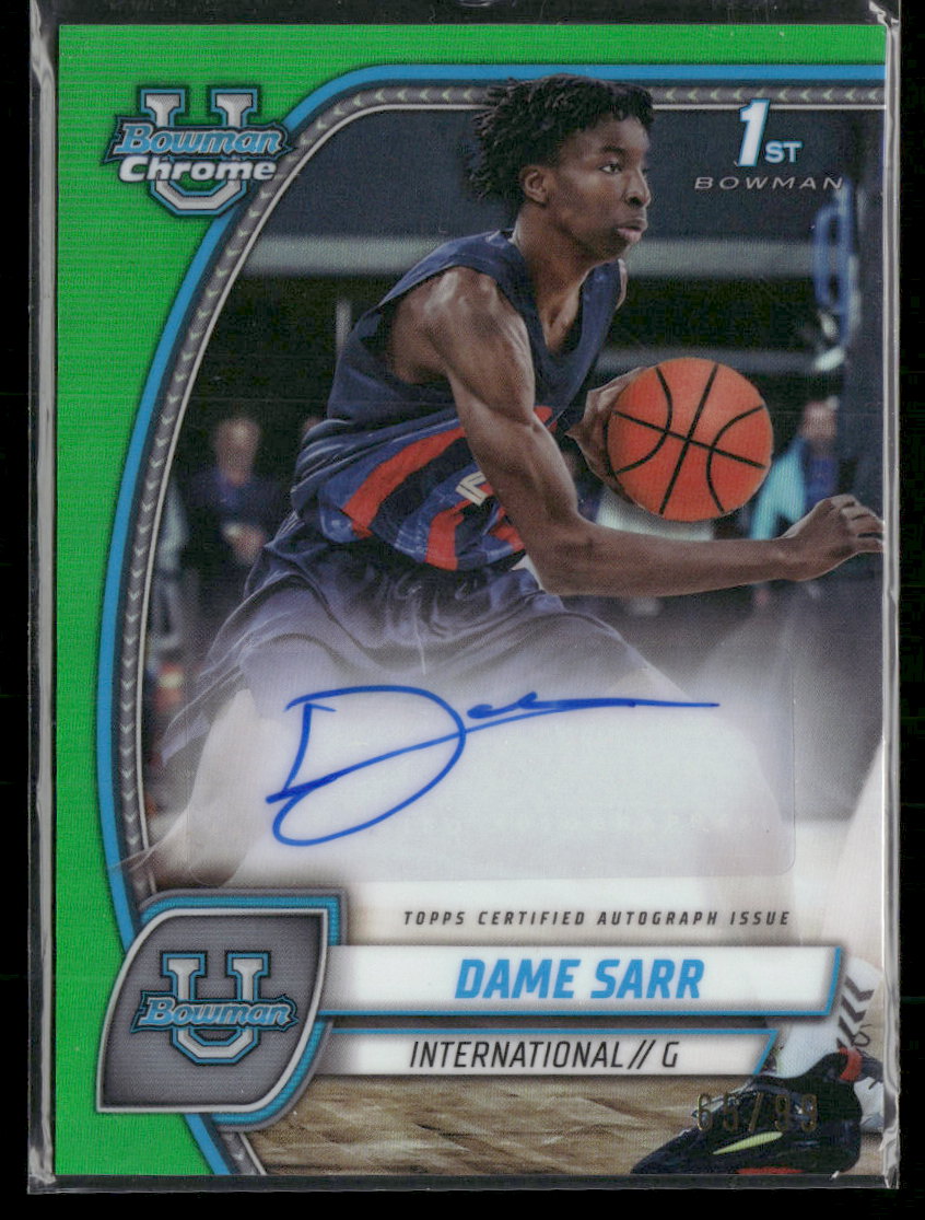 2024-25 Bowman U Chrome Prospects Auto Green Refractor Dame Sarr #/99  #17