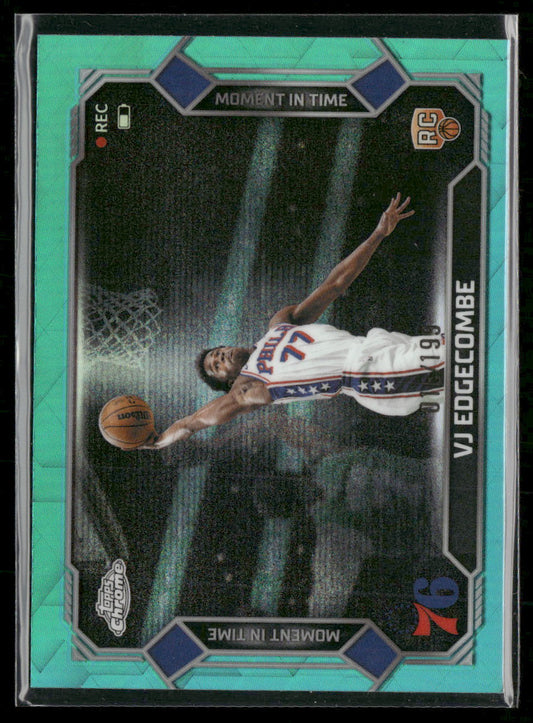 2025-26 Topps Chrome Update Moment In Time Aqua #/199 VJ Edgecombe #MT-18