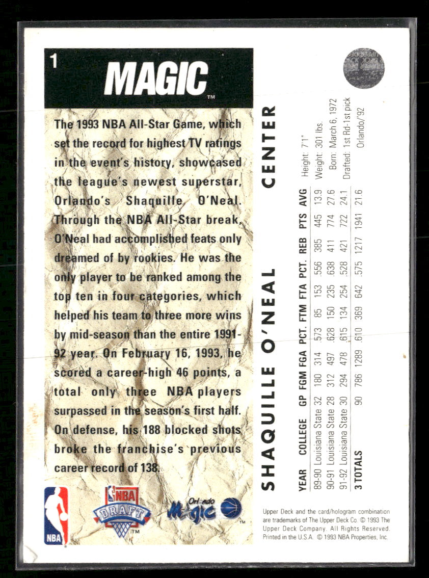 1992-93 Upper Deck Shaquille O'Neal RC #1
