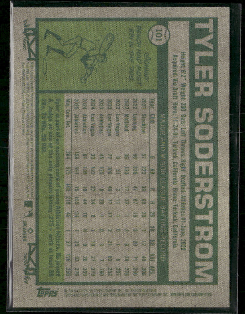 2026 Topps Heritage Chrome Orange Refractors Tyler Soderstrom #/25 #101