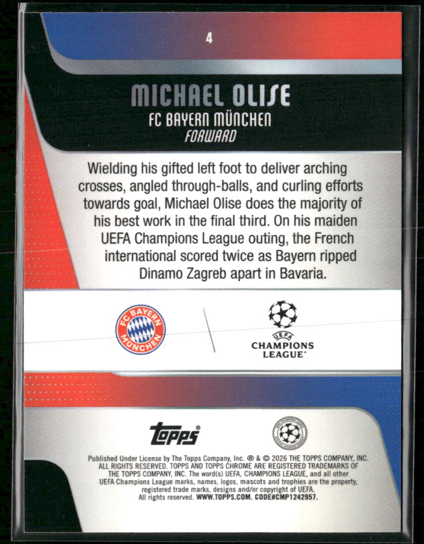 2025-26 T Chrome UEFA Club Yellow Mini-Diamonds Refractor Michael Olise #/275 #4