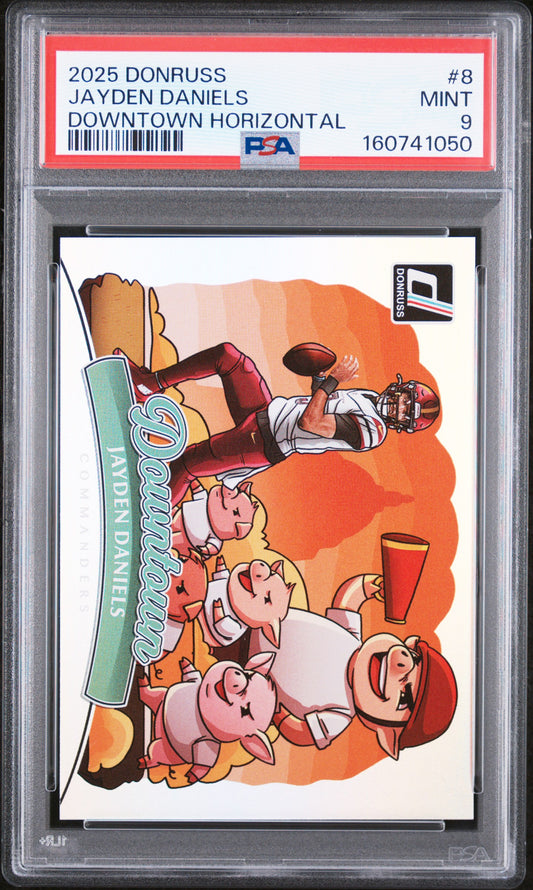 2025 Panini Donruss Downtown Horizontal Jayden Daniels 9 PSA #8