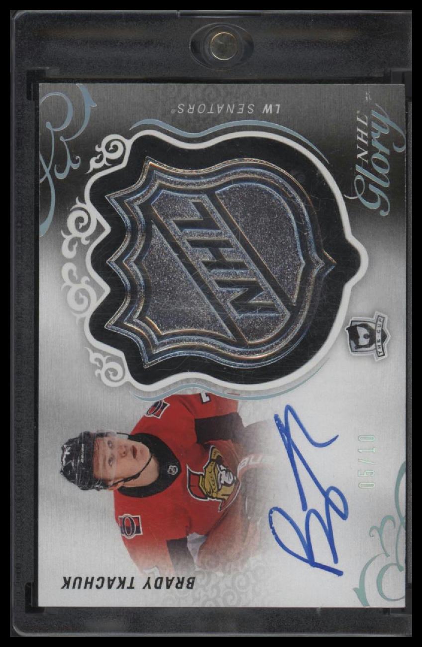 2018-19 Upper Deck The Cup NHL Glory Autos Metal Shield Brady Tkachuk #/10