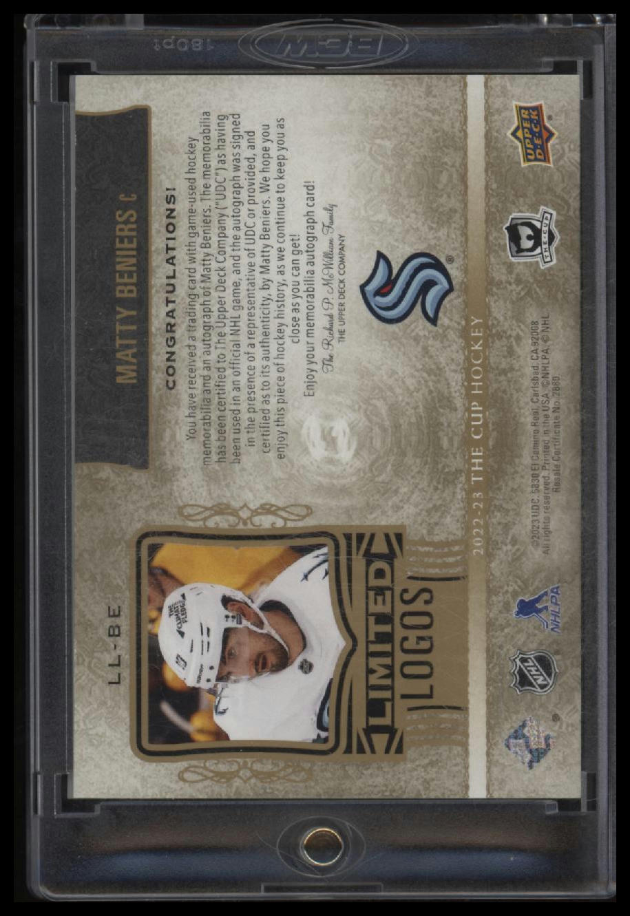2022-23 Upper Deck The Cup Limited Logos Matty Beniers #/50 AU #LL-BE