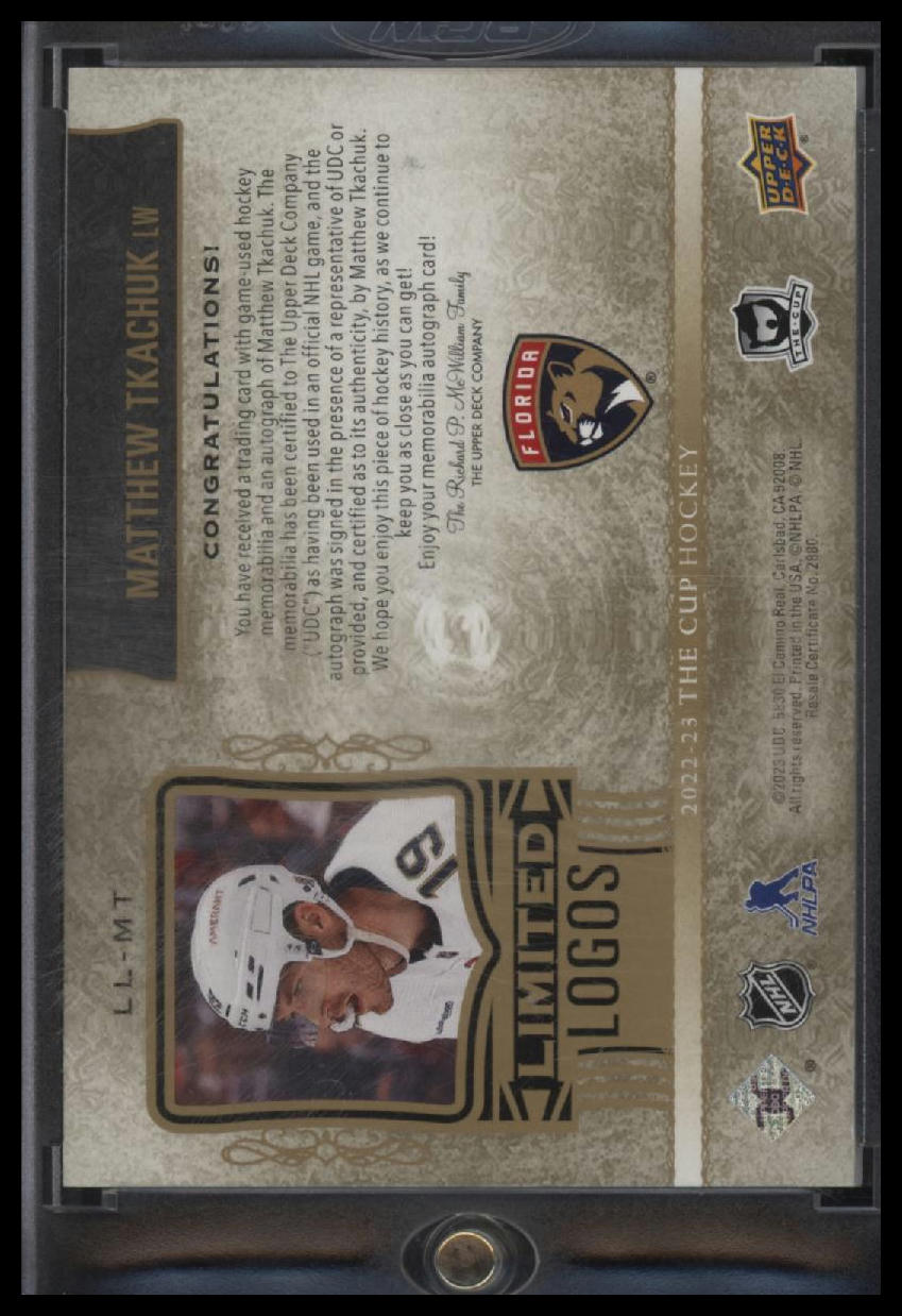 2022-23 The Cup Update - Limited Logos Matthew Tkachuk #/50 AU #LL-MT