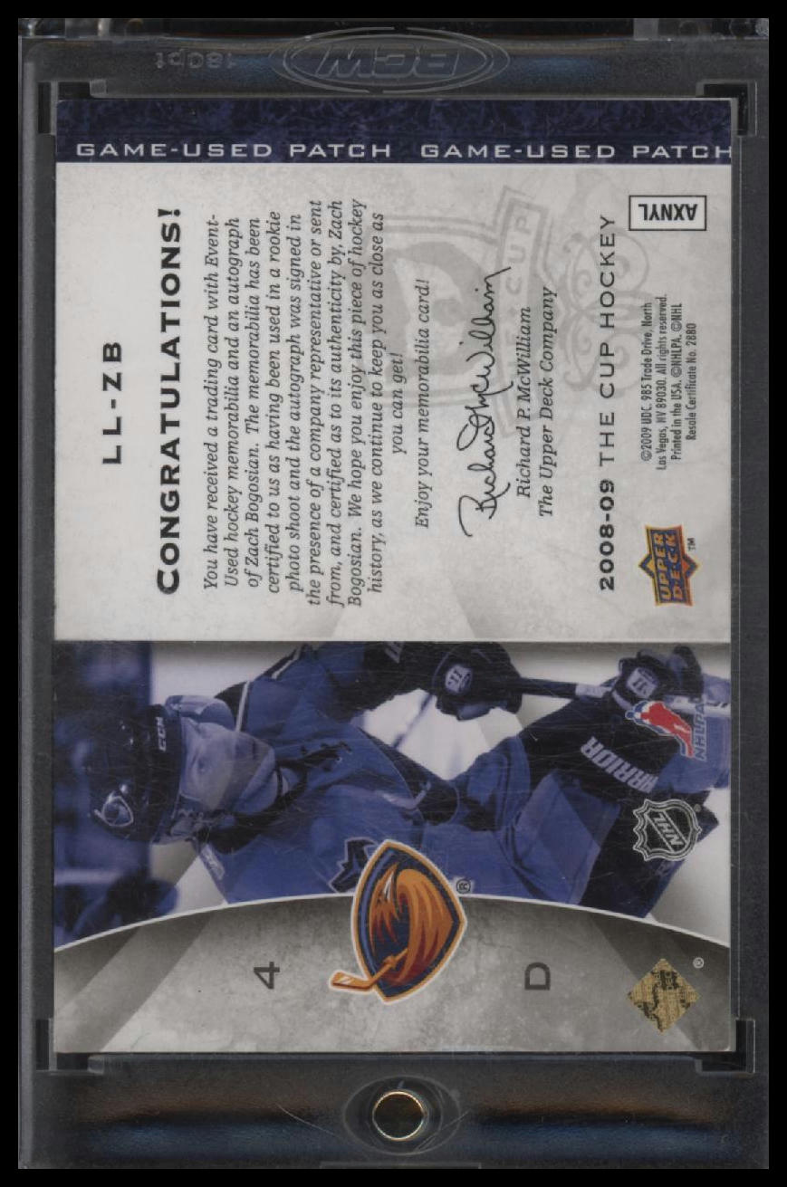 2008-09 Upper Deck The Cup Limited Logos Zach Bogosian #/50 AU #LL-ZB