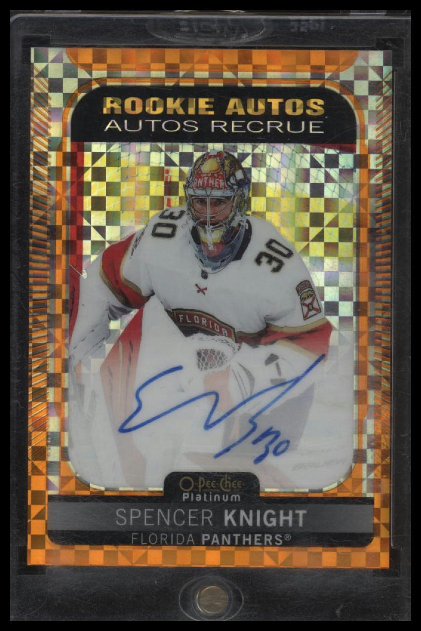 2021-22 O-Pee-Chee Platinum Rookie AU Orange Checkers Spencer Knight /15 #R-SK