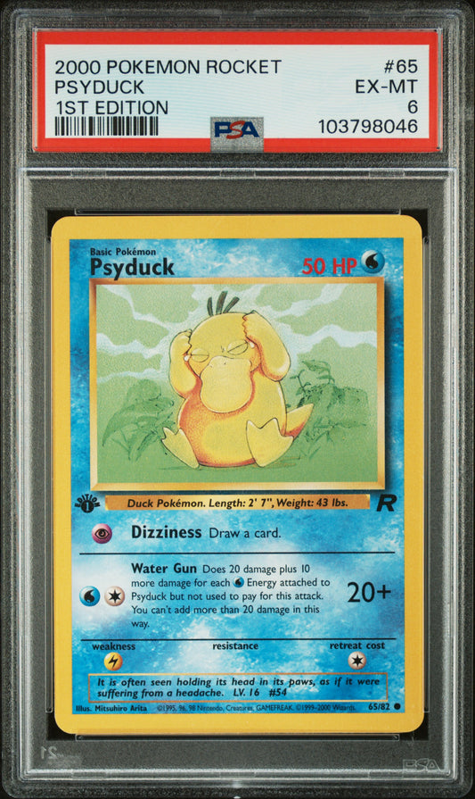 2000 Pokemon Team Rocket 1st Edition Psyduck 6 PSA #65